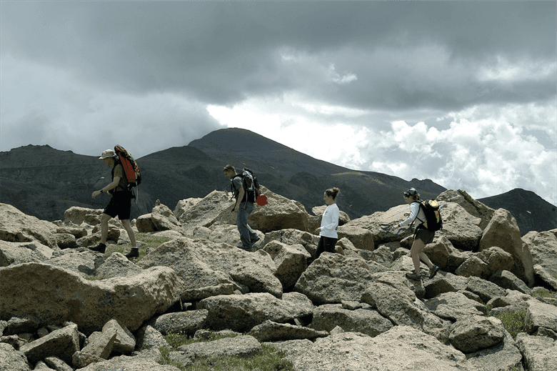 Hiking walking rocky terrain