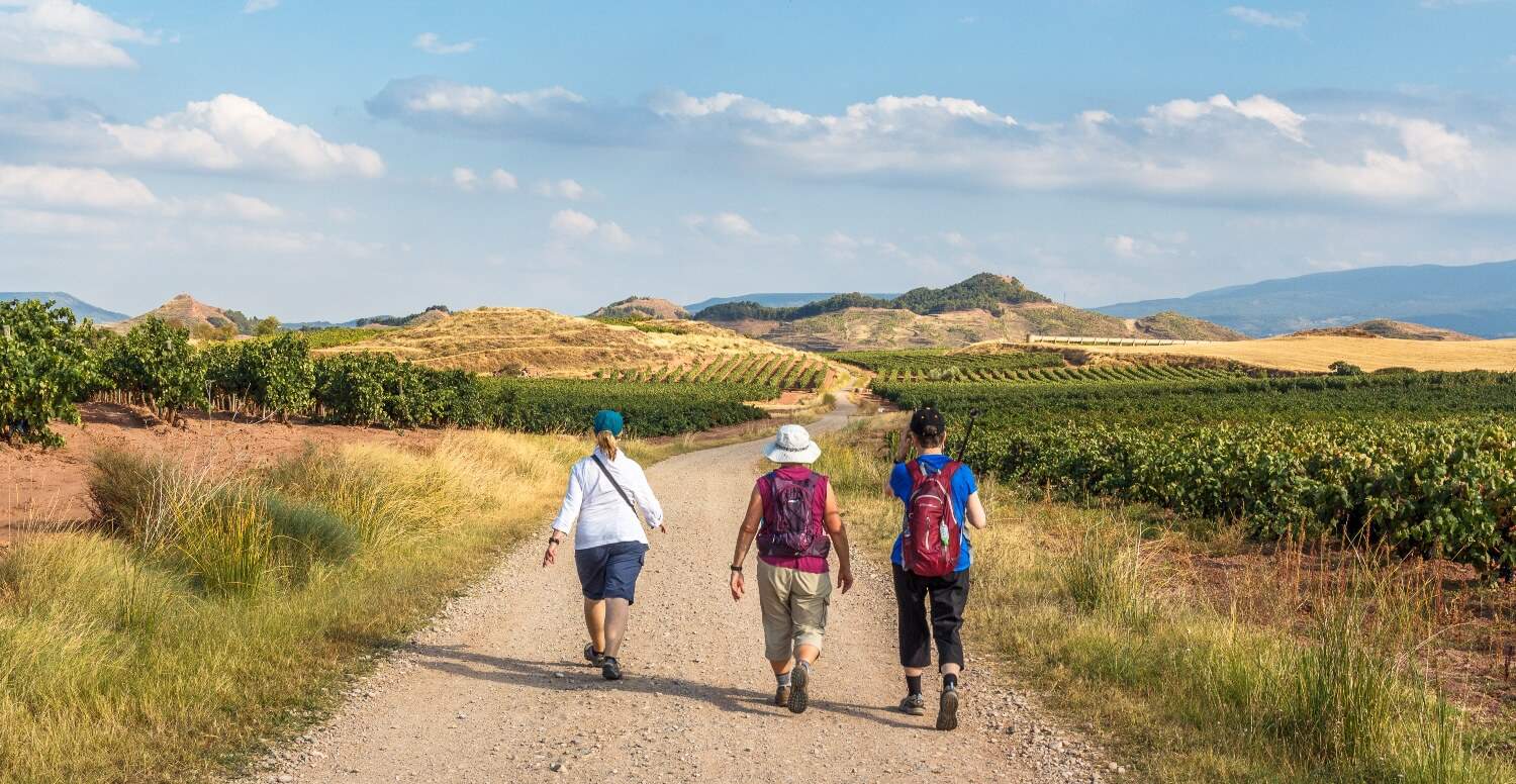 A group of pilgrim waling the Camino de Portugal route