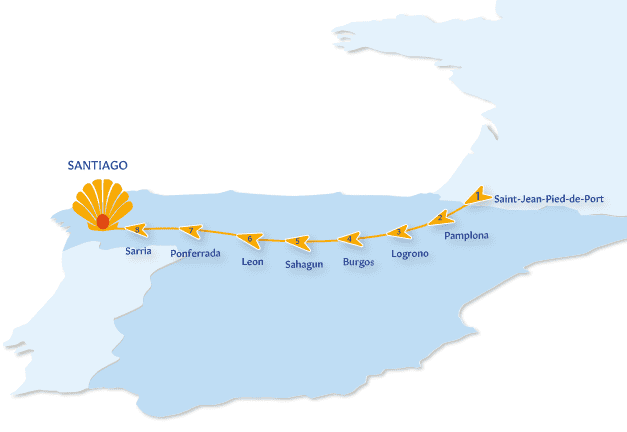 map of the French Way of the Camino