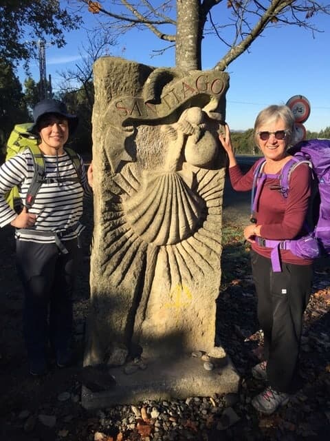 Mary on the Camino with her japanese friend.