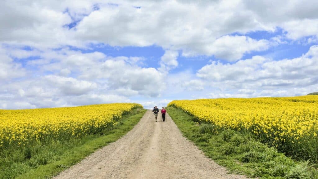 two pilgrims on the camino de santiago