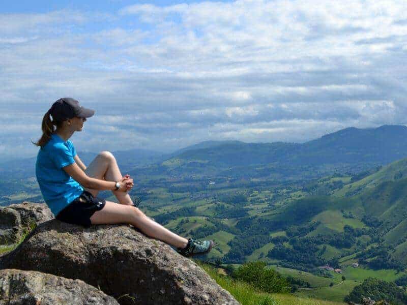 view from hills surrounding Roncesvalles in the pyrenees mountains 