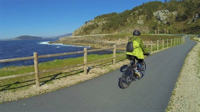 cyclist on the portuguese coastal camino route