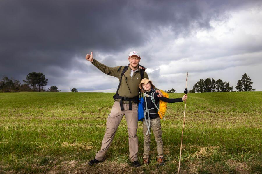 Max with his child on the Camino