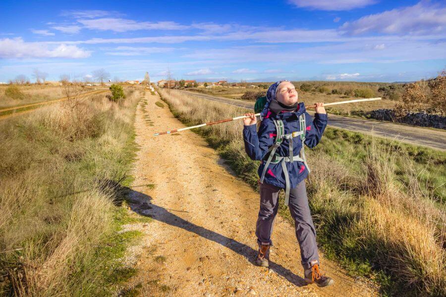 Annika, aged 10, walking the Camino for the first time as a child