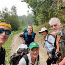 a picture of a group of pilgrims on their way to the forest