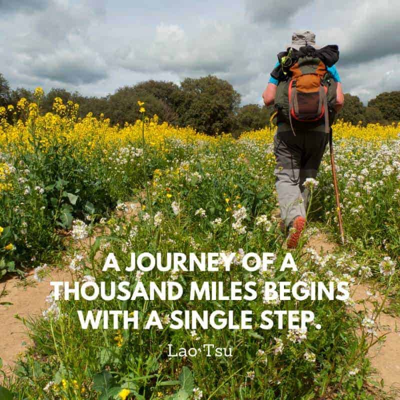 "A journey of a thousand miles begins with a single step." - Lao Tsu motivation for the camino