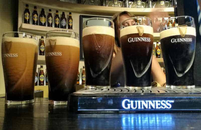 pints in the Guinness Storehouse next to St James Gate in Dublin