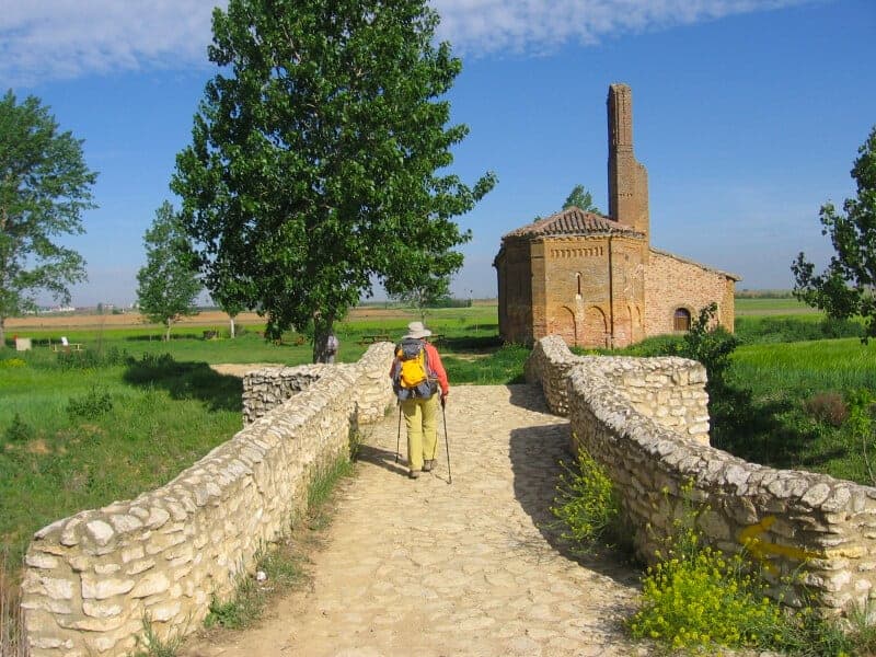 People Walking the Camino in spring