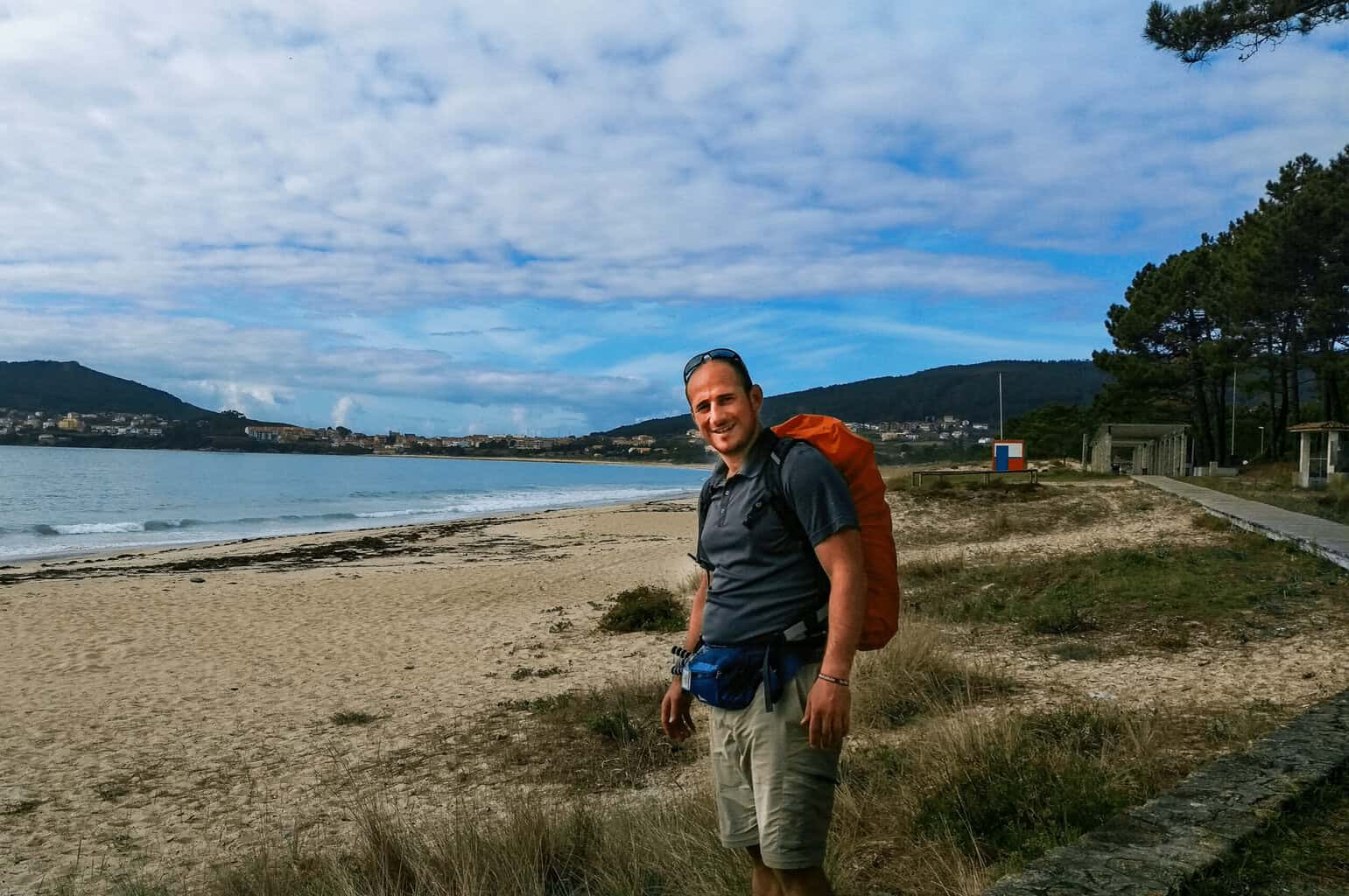 Umberto at the beach along the Camino Portugues Coastal