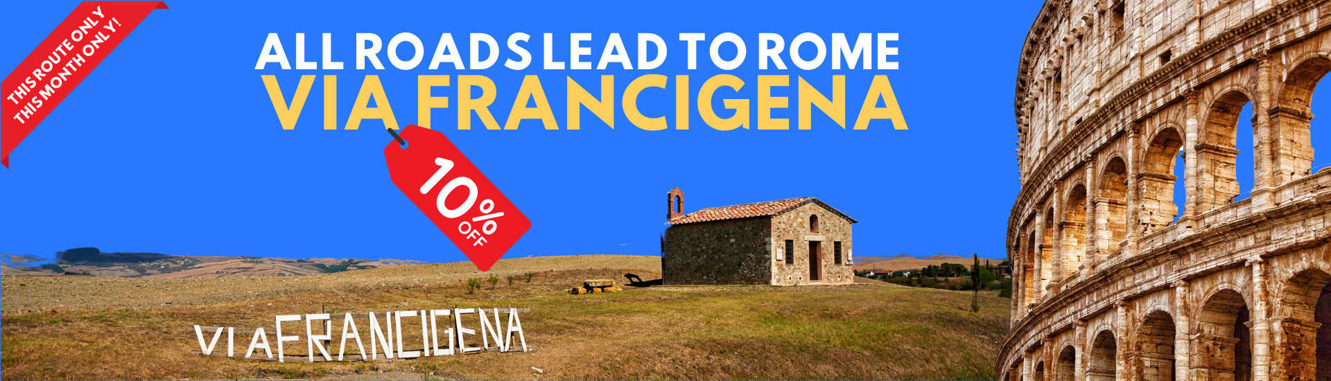10% off Via Francigena bookings banner